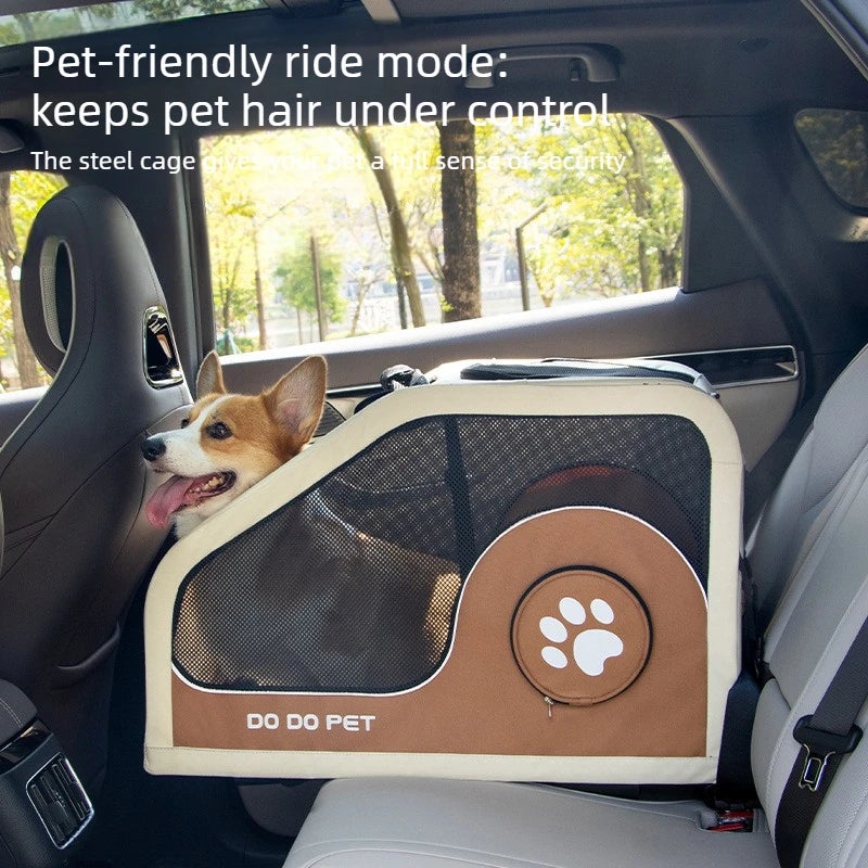 Pet Travel Luggage Cart with Folding Handlebar - Durable Oxford Fabric, Large Capacity, Breathable Mesh, Quiet Wheels
