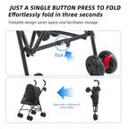 Pet Travel on All Road Surfaces with Oxford Cloth Material, Black, Foldable, Wide-View Window and Brakes