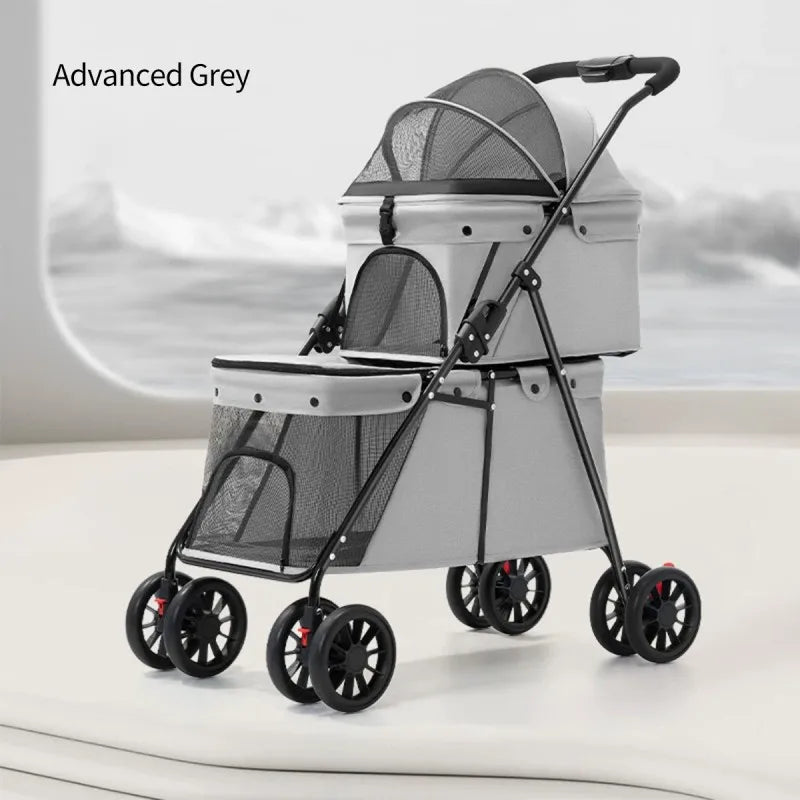 Foldable Pet Stroller for Cats Small Dogs Lightweight Portable Design with Safety Belt Outdoor Travel Pet Carrier Pet Walking