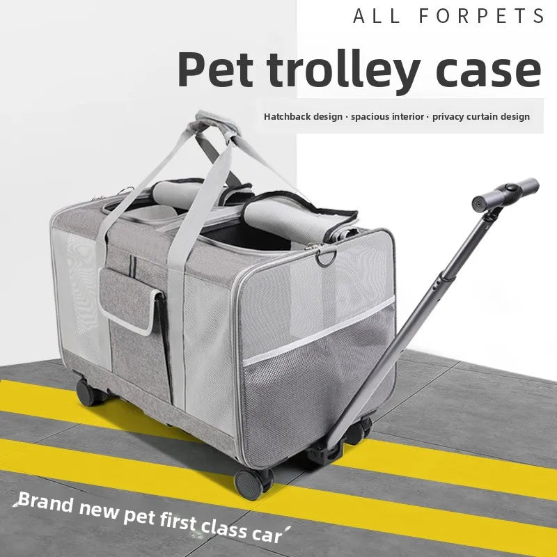 Dual Compartment Pet Carrier Folding Rolling Cart Outdoor Travel Bag Multifunctional Pet Stroller Pet Stoller Stroller for Dog