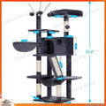 53in Cat Tree with Condo, Hammock & Scratching Post (Smoky Gray)