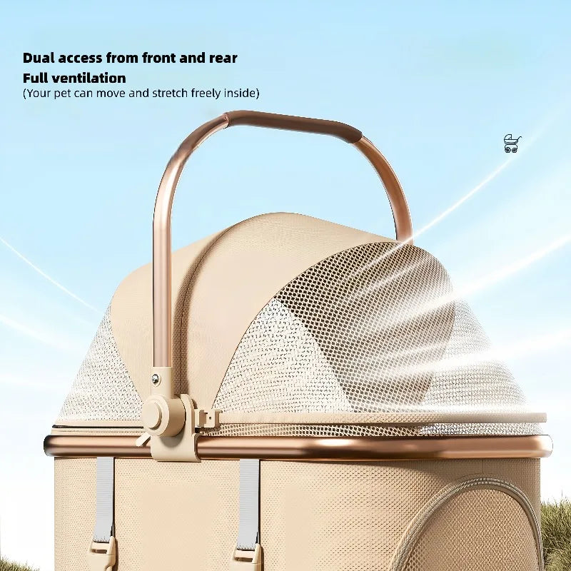 2026 New Separable Pet Stroller Portable One Click Fold Lightweight Cat Dog Stroller for Travel Outdoor Anti Tipping Design