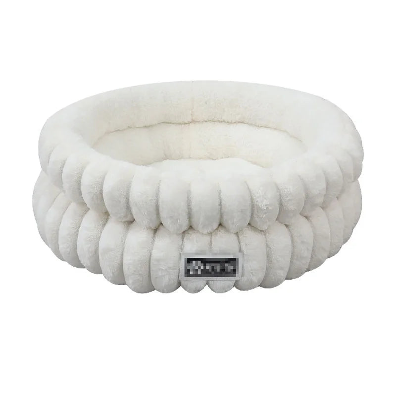 Round Velvet Pet Nest Bed with Removable Cover (Winter Warm)