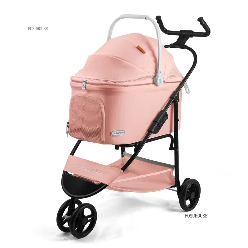Portable Foldable Pet Stroller 2 in 1 Dog Cat Carrier Multi-function Detachable Bag Lightweight Outdoor Travel Convenience cart