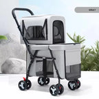 Luxury Double-Layer Eco-friendly ABS Material 4-Wheel Pet Stroller Small Large Dogs Cats Lightweight Travel Pet Carriers