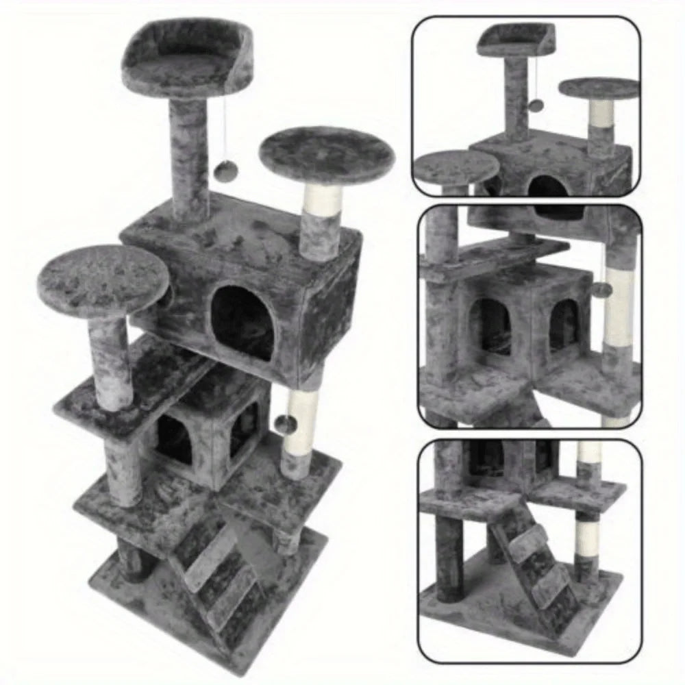 55in Cat Tree Activity Center with Condo & Perches