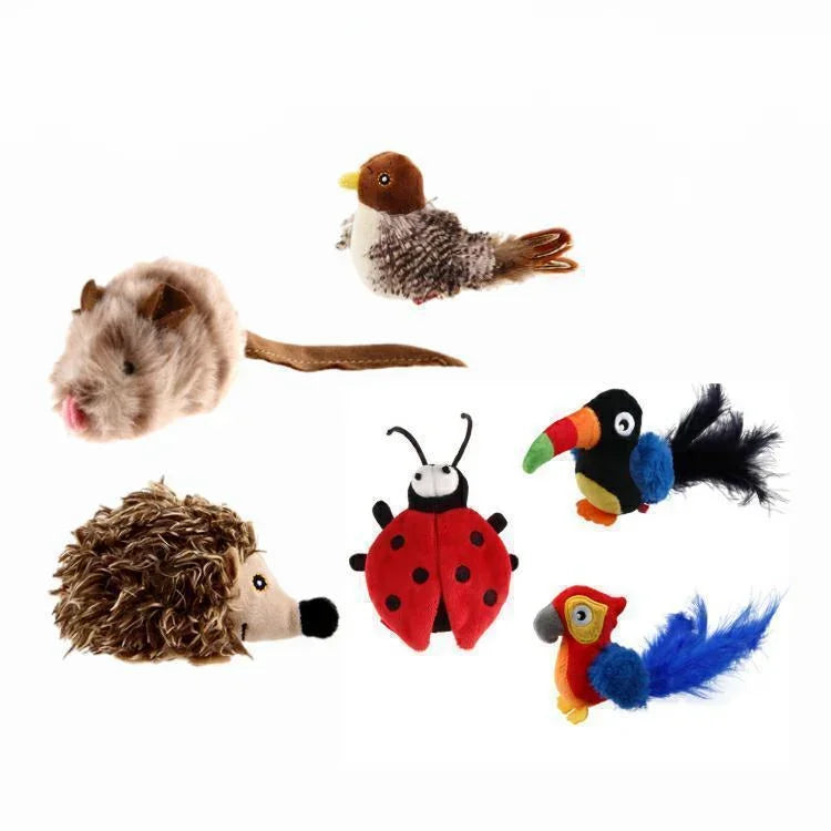 Bird & Mouse Sound Cat Teaser Stick — Plush Melody Self-Play Wand Toy for Cats
