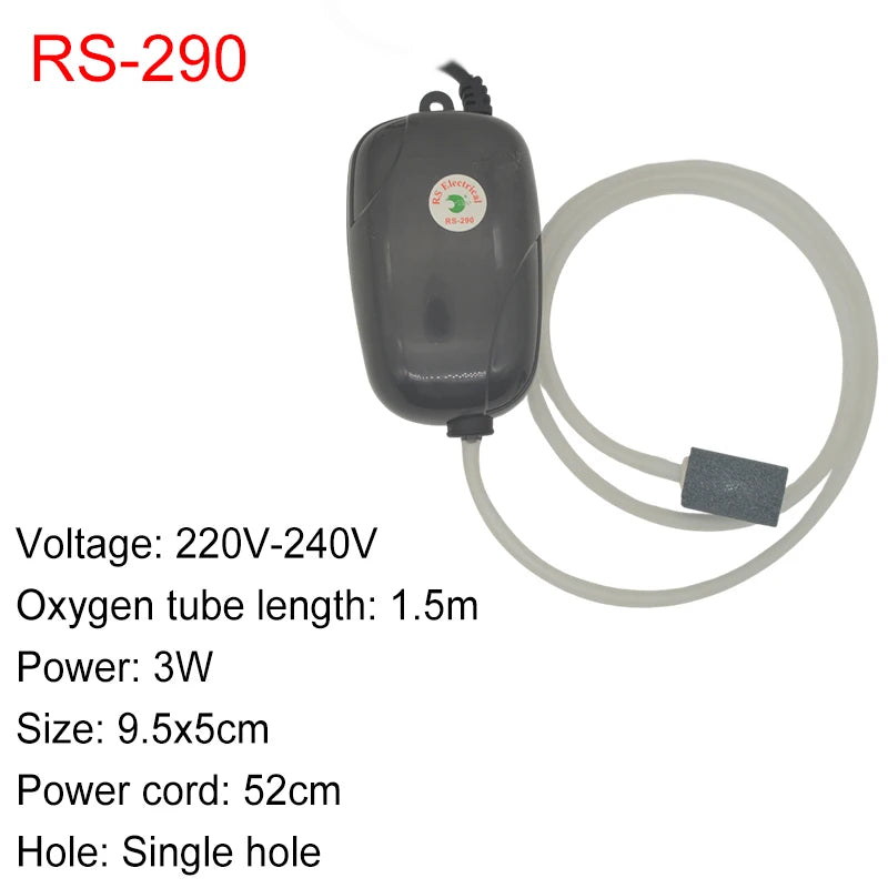 Aquarium Oxygen Air Pump Fish Tank Compressor Ultra Silent Oxygenator Bubble Aerator Portable Aquarium Accessories 220V 3W 5W