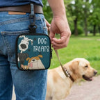 Waterproof Dog Treat Pouch Zipper Closure Clip Attachment Pet Training Reward Bag Printed Design Snack Container Pet Snack Bag