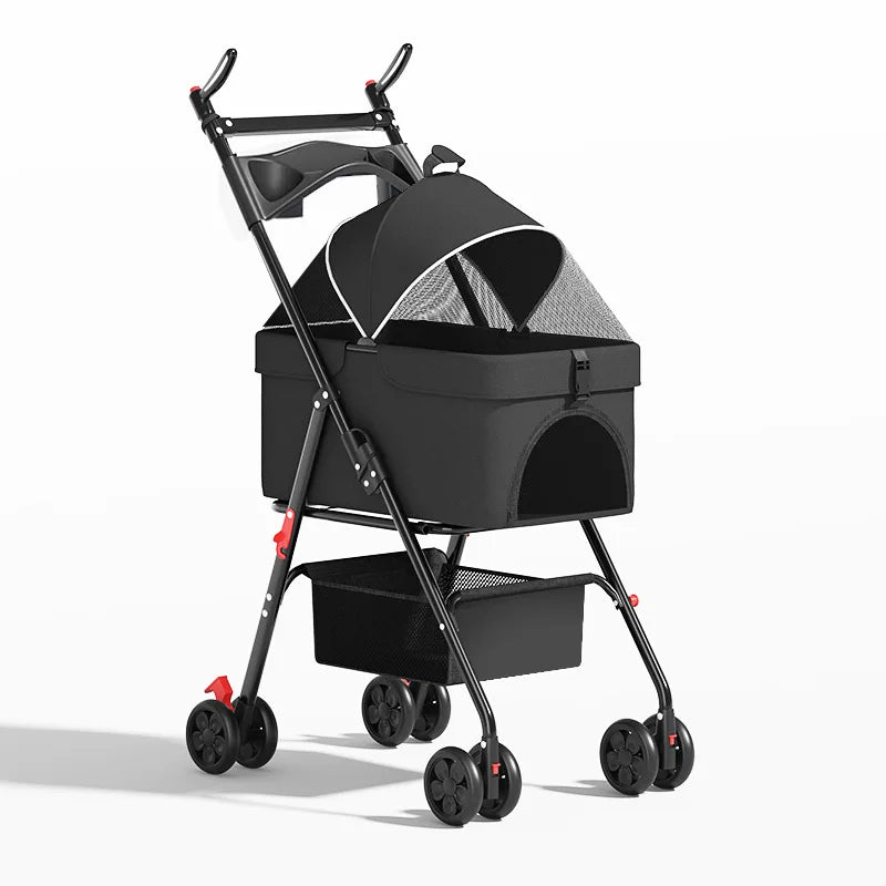 Pet Cart, Cat and Dog Cart, Small, Lightweight, Foldable Teddy, Outdoor Cart, Detachable for Going Out
