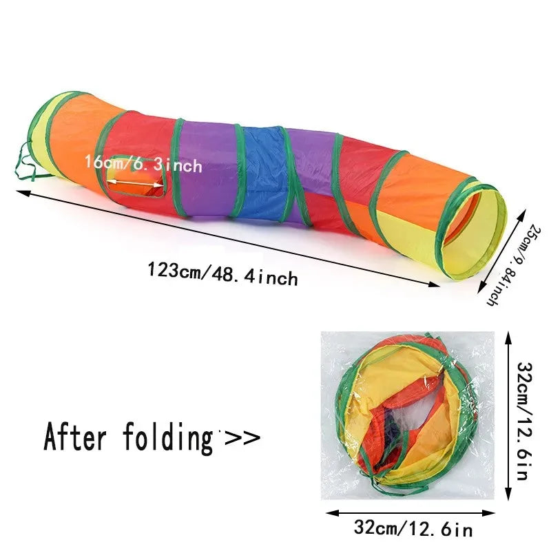 Foldable Cat Tunnel Toy — S, T & Y-Shaped Crinkle Barrel Drill Tunnel for Indoor Cats
