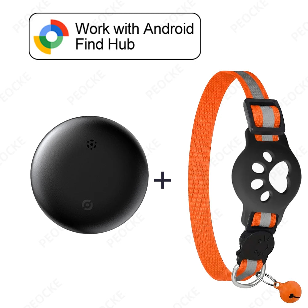 Reflective GPS Cat Collar Tracker with Safety Buckle - Waterproof Anti-Loss Kitten Locator for Android