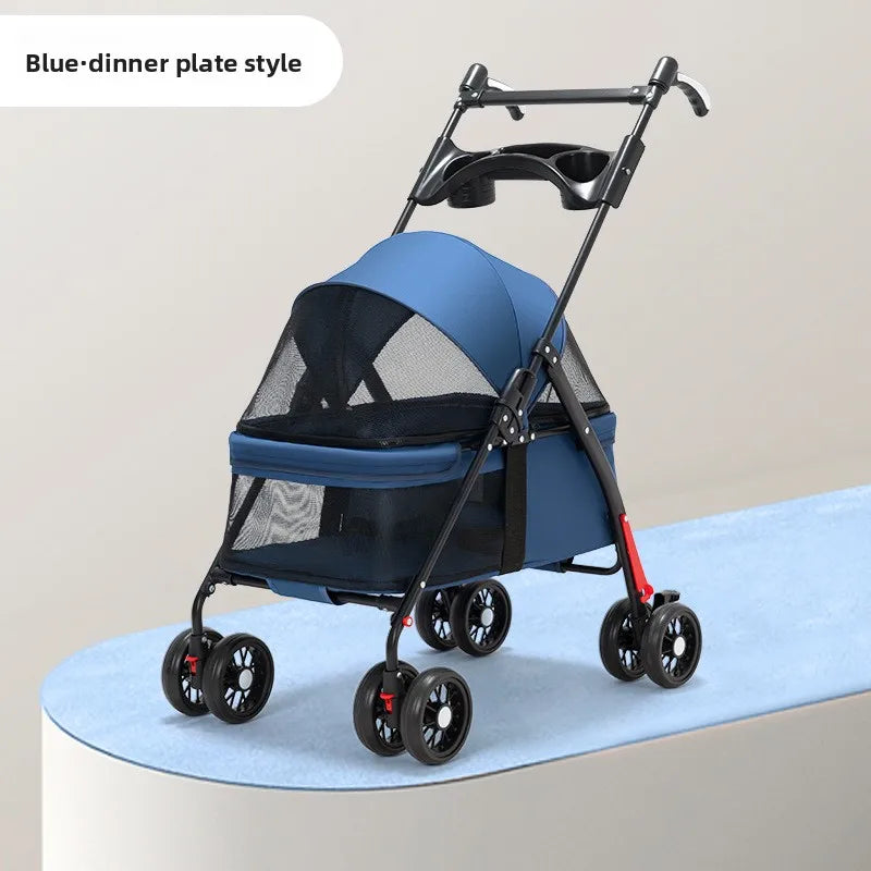 Pet Stroller Dog Cat Travel Light Foldable Outdoor Lightweight Portable Small Dog Cart Pet Trolley Pet Stroller Outdoor Pet Car