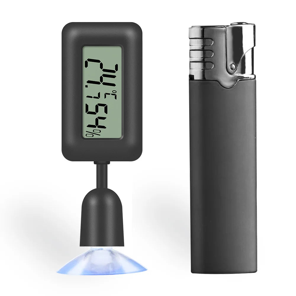 Mini Digital Reptile Thermometer 360 Degree Rotating Luminous Suction Cup Hygrometer For Lizards Snakes Spiders Accessories