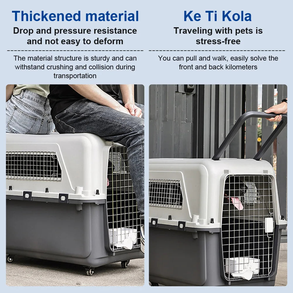 Pet Carrier with Wheels for Dogs Up To 44lbs & Cat Airline Approved Dog Carrier Rolling Pet Carrier Pet Stroller, 33 Inches