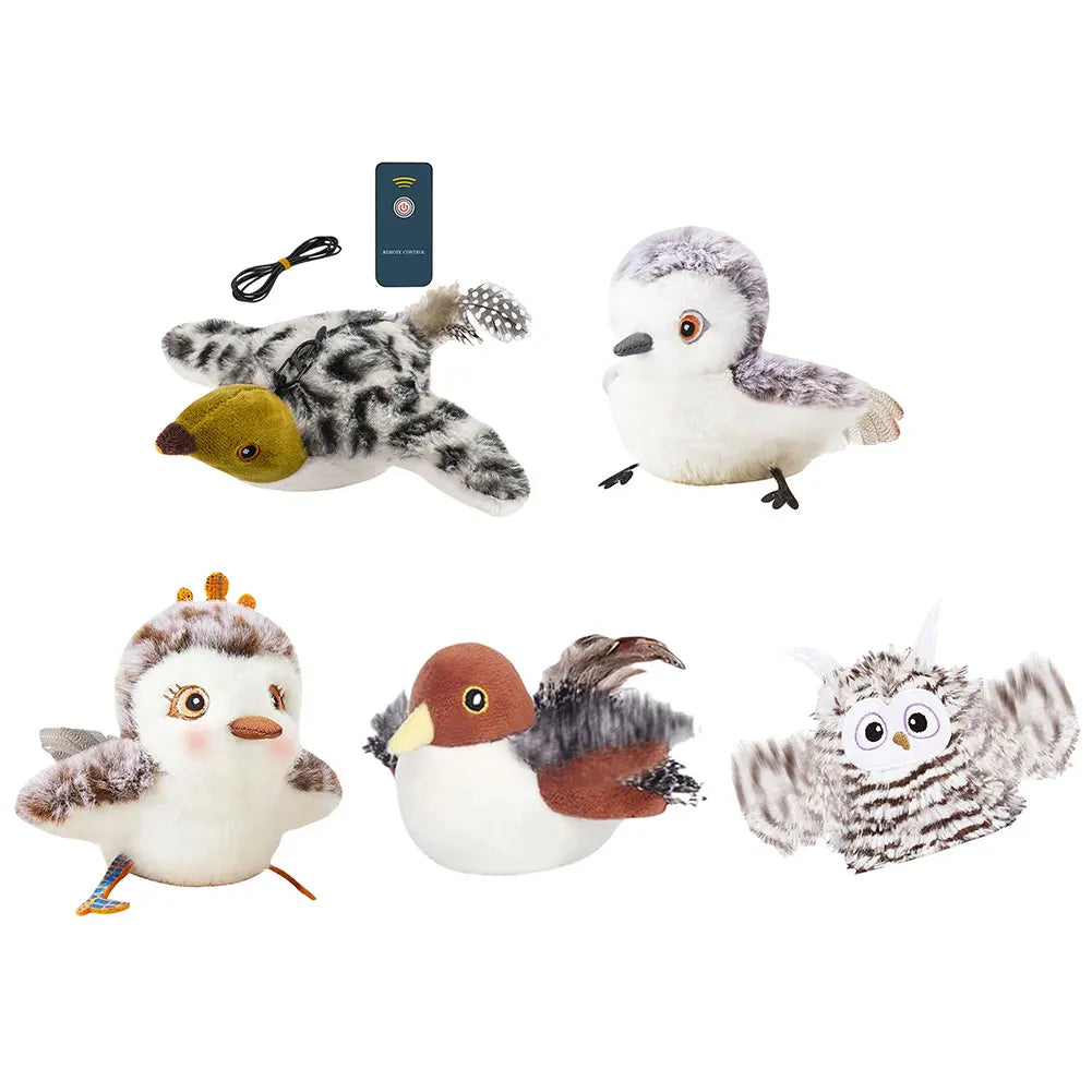 Rechargeable Flapping Sparrow Cat Toy — Simulated Chirping Electronic Bird Toy for Indoor Cats