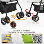 Pet Stroller for Small Dogs and Cats with 4 Wheels, 3 in 1 Foldable Dog Stroller with Detachable Carrier, Breathable Mesh, Stor
