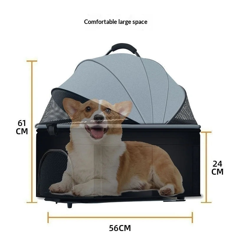 Foldable Pet Stroller for Small Medium Dogs Cats Portable Travel Pet Cart with Mesh Breathable Window Easy One Click Folding