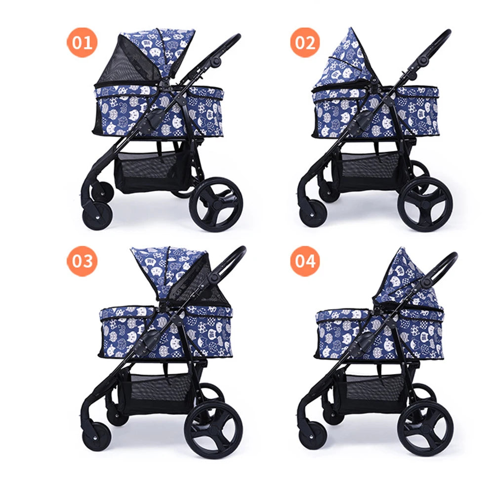 STLFPet Supplies Manufacturers Direct Sale Pet Stroller Dog Cat Cage Carrier Travel Pushchair Foldable 3 in 1 Seat