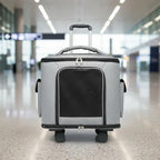 Rolling Pet Carrier Large Capacity Feline Carrier Suitcase Feline Travel Bag Multiple Carrying Options Breathable Mesh