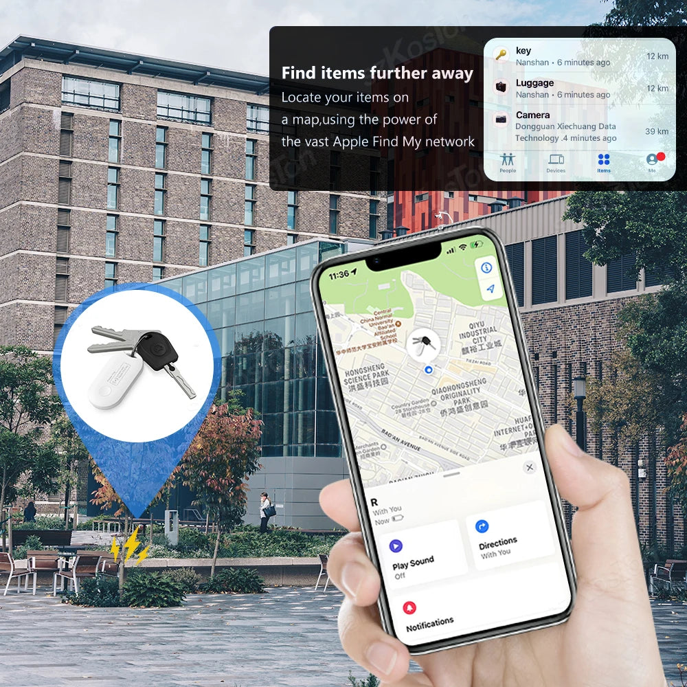 Bluetooth Smart Tag GPS Locator for Luggage & Keys - Apple Find My App Compatible (iOS)