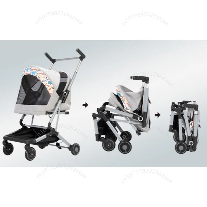 Lightweight Foldable Pet Stroller for Cats & Dogs (Ultra-Light, Large Capacity, Dual-Pet Friendly)