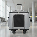 Rolling Pet Carrier Large Capacity Feline Carrier Suitcase Feline Travel Bag Multiple Carrying Options Breathable Mesh