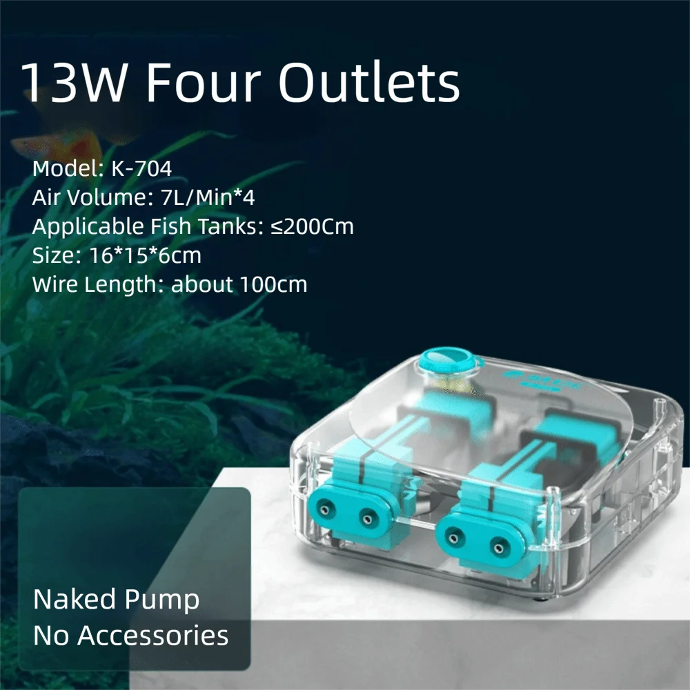 Ultra-Silent Aquarium Air Pump (Low Noise, Adjustable Flow, Multi-Outlet, Energy Saving)