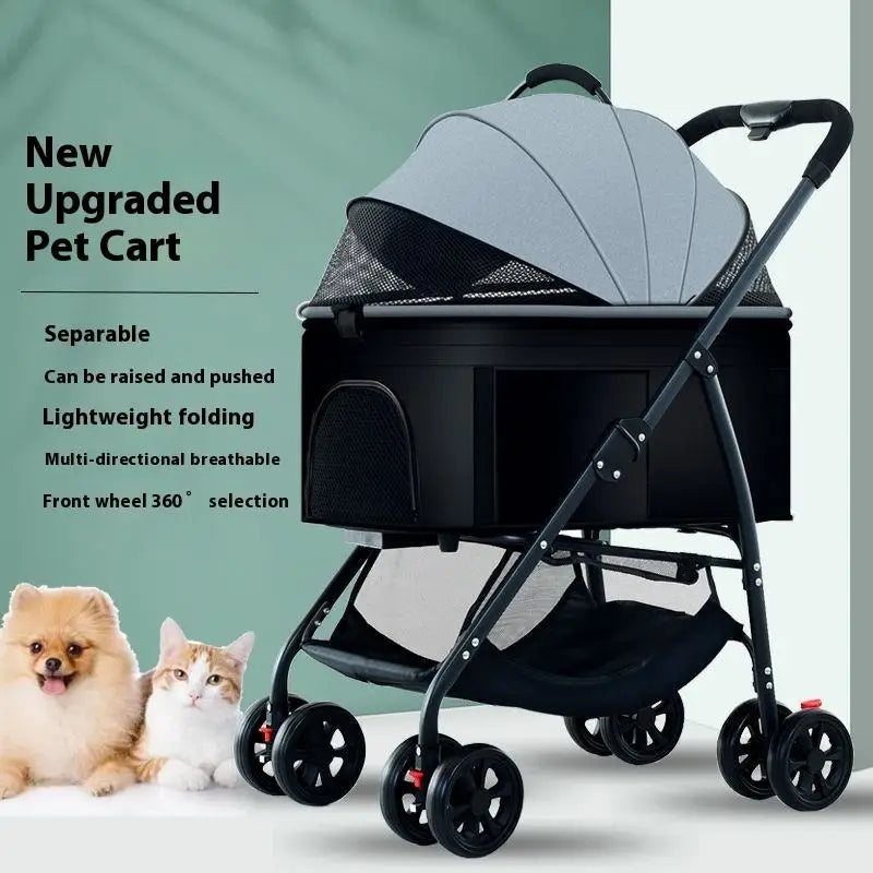Pet Dog Stroller 3-in-1 Dog Wagon with Removable Carrier Cat Stroller for Medium Dogs Up To 55lbs Easy Foldable Pet Stroller
