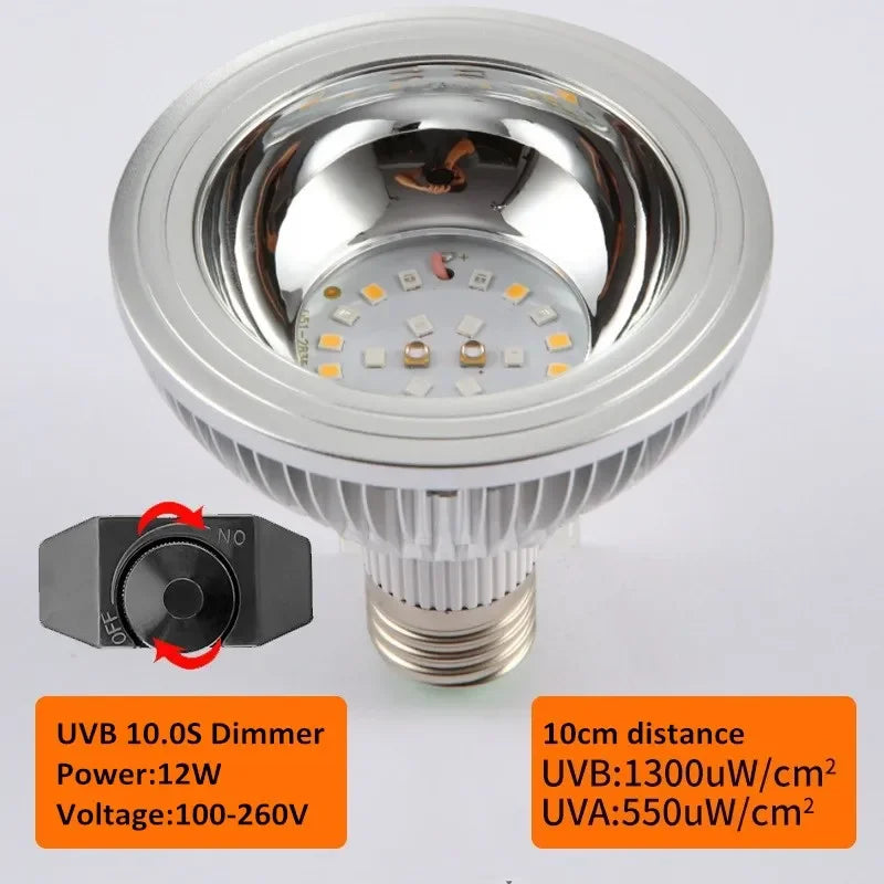 Reptile UVA+UVB Lamp Bulb Turtle Basking UV Light Bulbs Heating Lamp Lizard Bearded Dragon Terrarium Temperature Controller