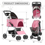 Pet Outdoor Travel, Pink, 3 in 1 Foldable, Detachable Carrier, Push Button Entry