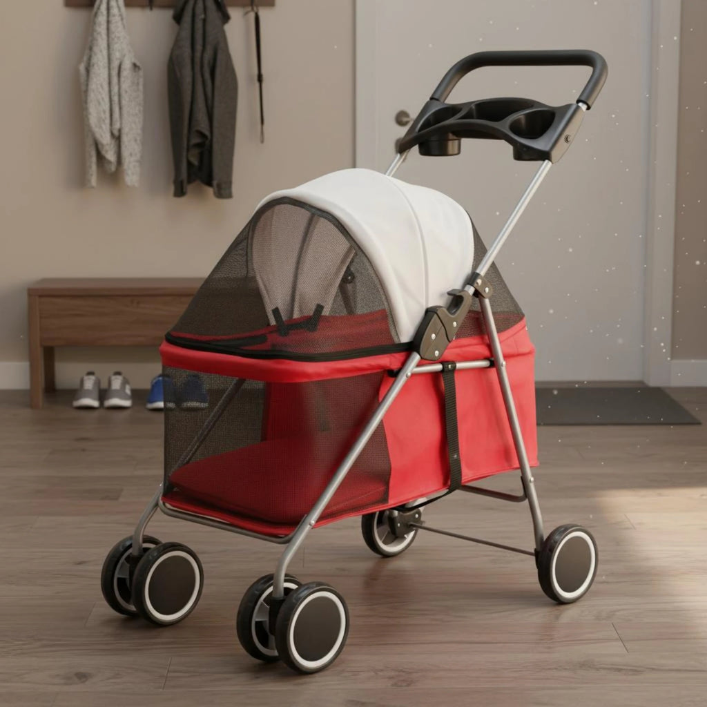 Foldable Pet Stroller twinWheel Pet Carrier for Outdoor Transport