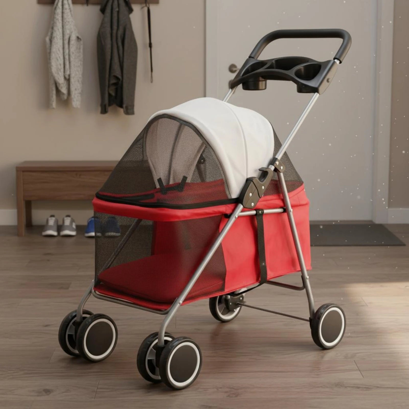 Foldable Pet Stroller twinWheel Pet Carrier for Outdoor Transport