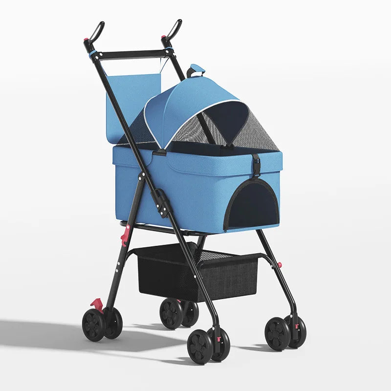 Pet Cart, Cat and Dog Cart, Small, Lightweight, Foldable Teddy, Outdoor Cart, Detachable for Going Out