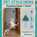 Ceiling-Mounted Elastic Spring Cat Toy — Stretchable Bite-Resistant Parachute Ball Interactive Cat Exerciser