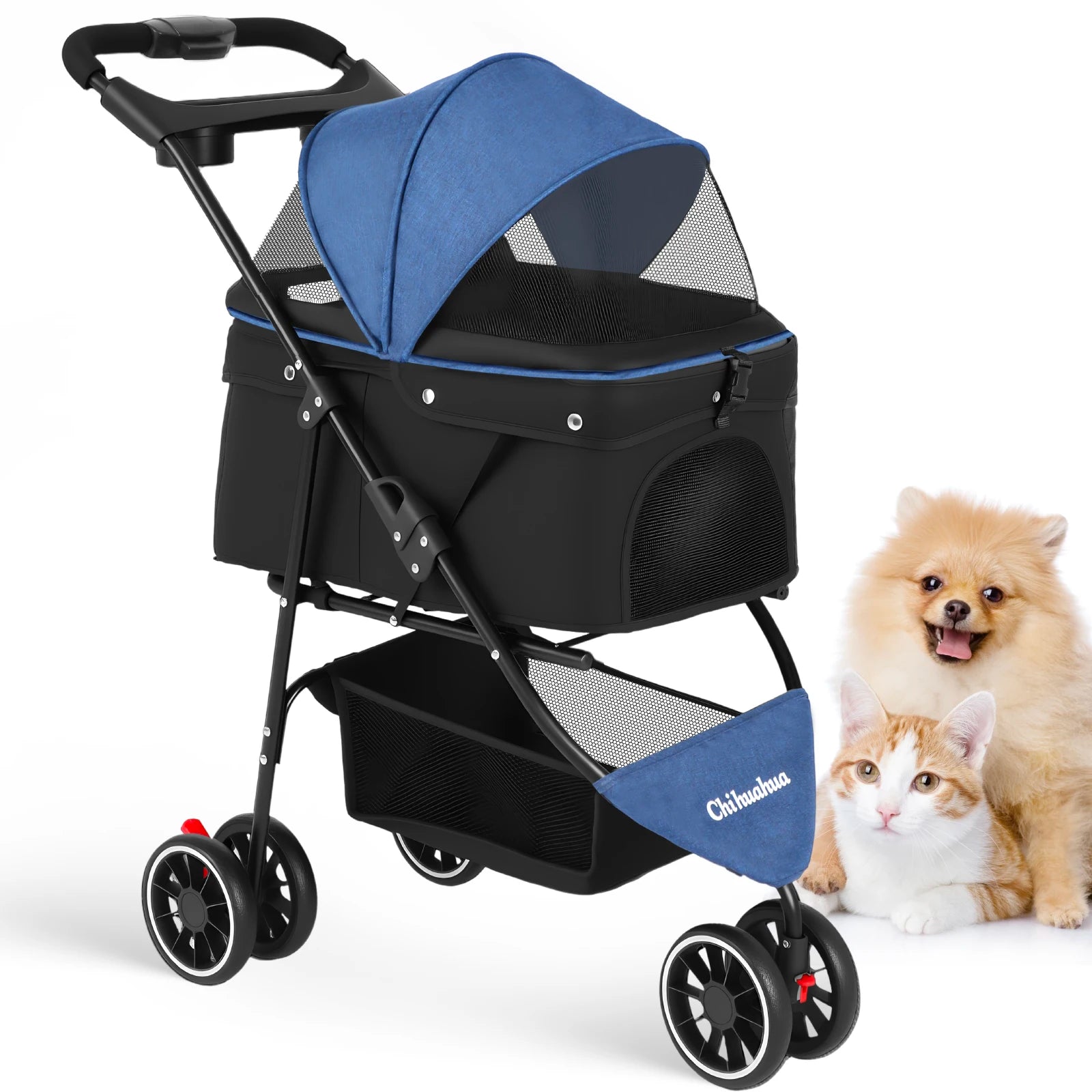 Portable Foldable Pet Stroller with Canopy (Small Dogs & Cats)