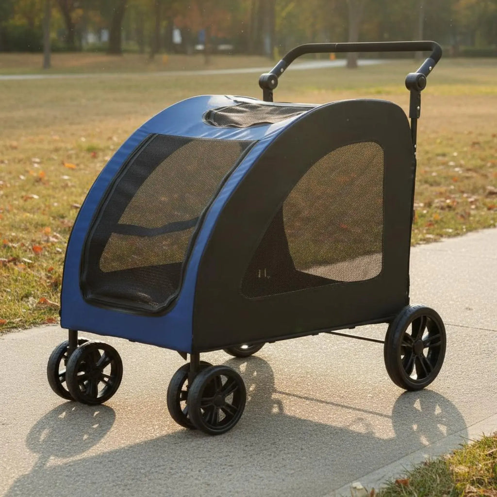 Large Dog Stroller Breathable Mesh Foldable Dog Stroller Supportive Ride Removable Liner for Outdoor Walks, Travel