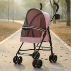 Foldable Pet Stroller Ventilated Lightweight Pet Stroller Large Viewing Window Lockable Wheels for Dogs, Travel, Park