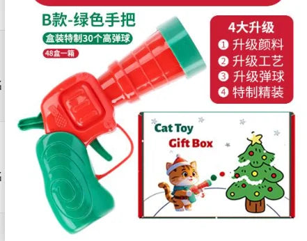 Cat Stick Hairball Gun Launcher — Indoor Self-Play Pom Pom Ball Launch Training Toy for Cats