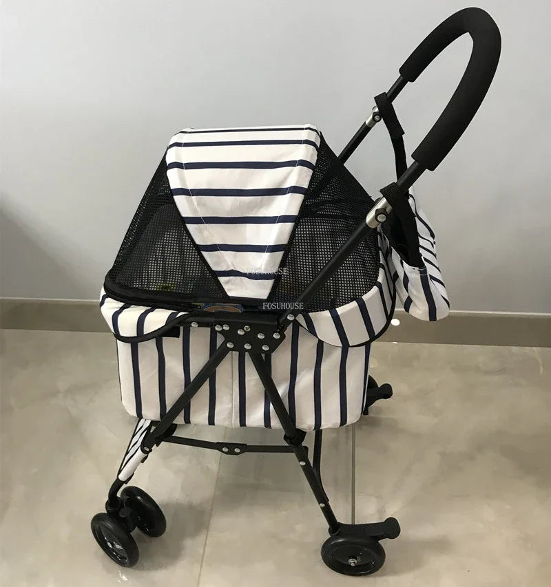 Fashion Universal Wheel Pet Stroller, Lightweight Foldable Dog Cat Cart, Compact Indoor Outdoor Carrier, Modern Pet Travel Gear