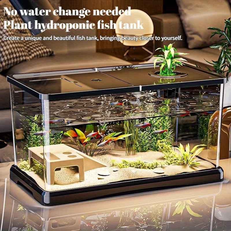 Heavy-Duty Large Transparent Aquarium Tank with Lid (Spill-Proof, Clear View, Secure Top)