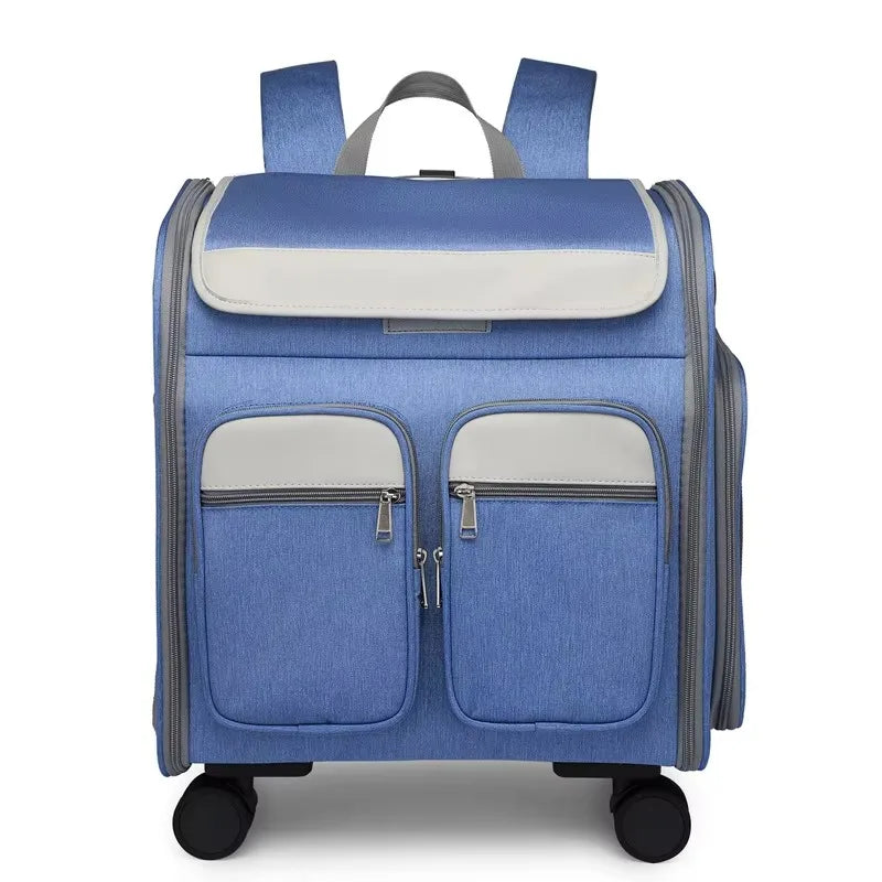 Approved Telescopic Pet Trolley Carrier Bag Luxury Foldable Wheel Pet Trolley Bag Case Folding Pet Travel Carrier Bag