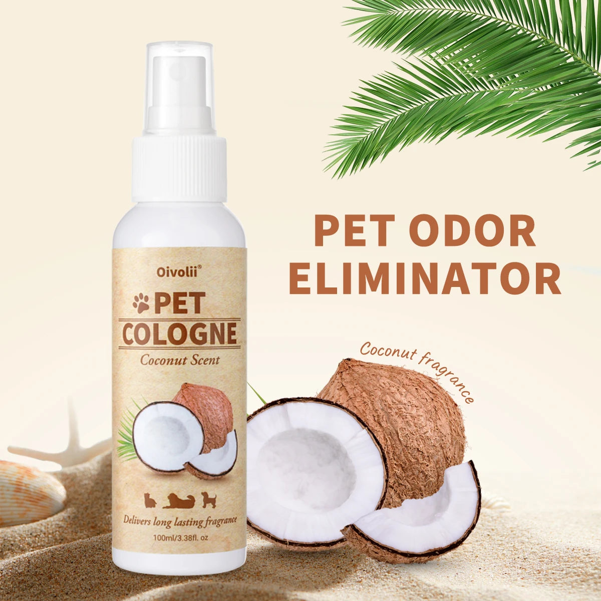 Pet Deodorizing Spray for Dogs Coconut Scent Dog Cologne 100ml Long Lasting Pet Grooming Spray Natural Odor Eliminator