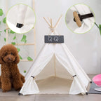 Portable Pet Teepee Bed with Thick Cushion (Up to 15lbs)