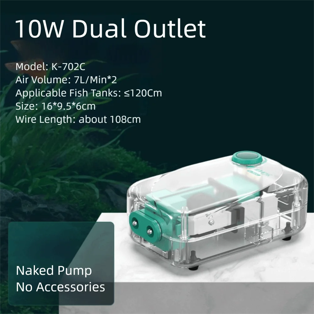 Ultra-Silent Aquarium Air Pump (Low Noise, Adjustable Flow, Multi-Outlet, Energy Saving)