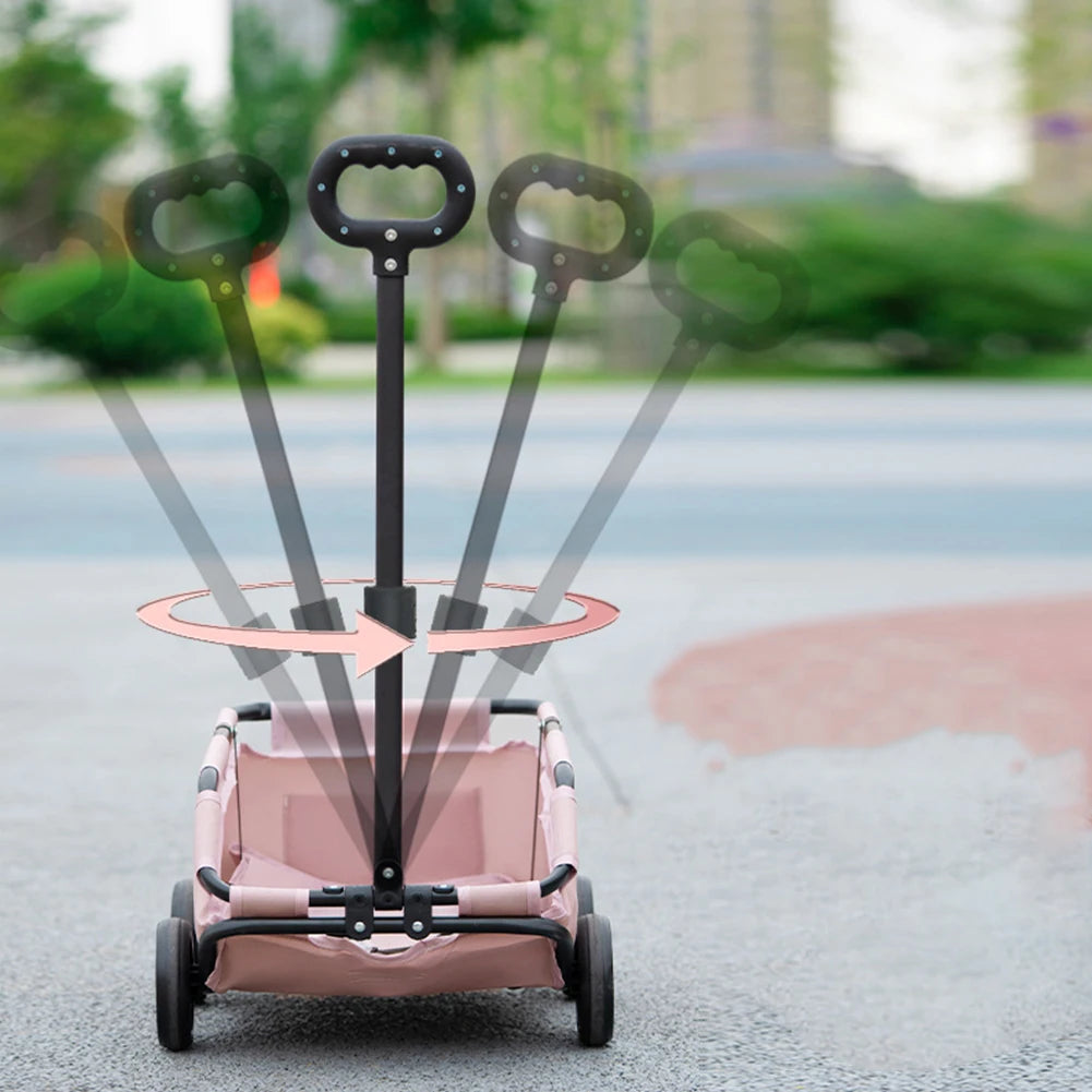 Foldable Small Pet Stroller 4 Wheels Teddy Small Pet Cart Lightweight Folding Trolley Ideal for Small Pets Outings