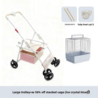 Foldable Lightweight Pet Stroller for Parrots Dogs Cats Outdoor Travel Carrier with Storage Space Portable Pet Transport Cart