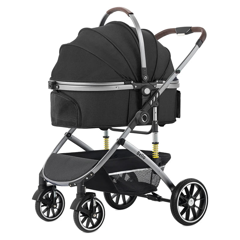 Bello Pet Trolley Stroller for Dogs & Cats - Multi-Function Travel Cart with Carrier Compartment