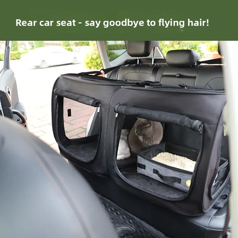 Portable Waterproof Car Pet Bed Kennel (Anti-Shedding, Backseat Crate)