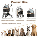Pet 3-in-1 Portable Foldable Pet Strollers with Detachable Bag Small Medium Dogs Cats Up to 45 lbs Carts Basket Can Be Separated